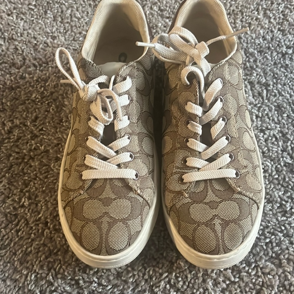 Brown and tan coach sneakers